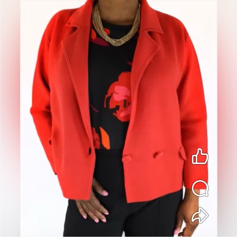 CAbi 4479 Red Coronation Blazer Knit Double Breasted Heart of CAbi Women’s M - Picture 2 of 11